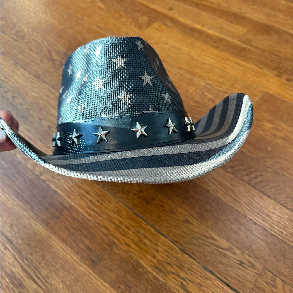 Black & Gray American Flag 4th of July Cowboy Western Hat